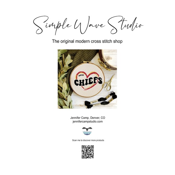 Simple Wave Studio Other - Kansas City Chiefs Football‎ Counted Cross Stitch Pattern Chart